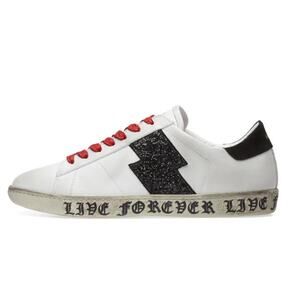 AMIRI Live Forever Glitter Viper Sneakers White Red Black Mens Size EU 44 US 11